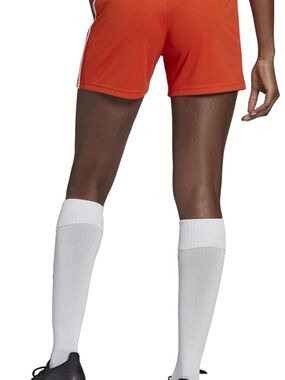 adidas Women's Orange Athletic Shorts with Side Stripes